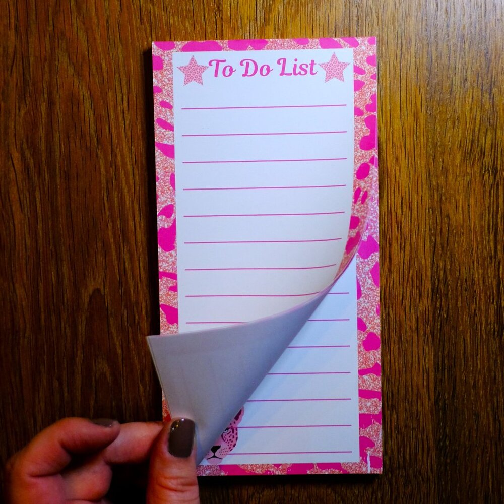 Handmade Pink Animal Print To Do List Notepad notes, lined, leopard, gift, pad - Picture 2 of 2